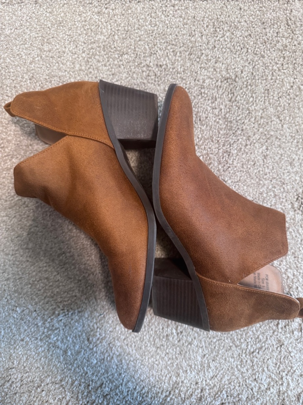 SO Brown Suede Ankle Booties with Block Heel